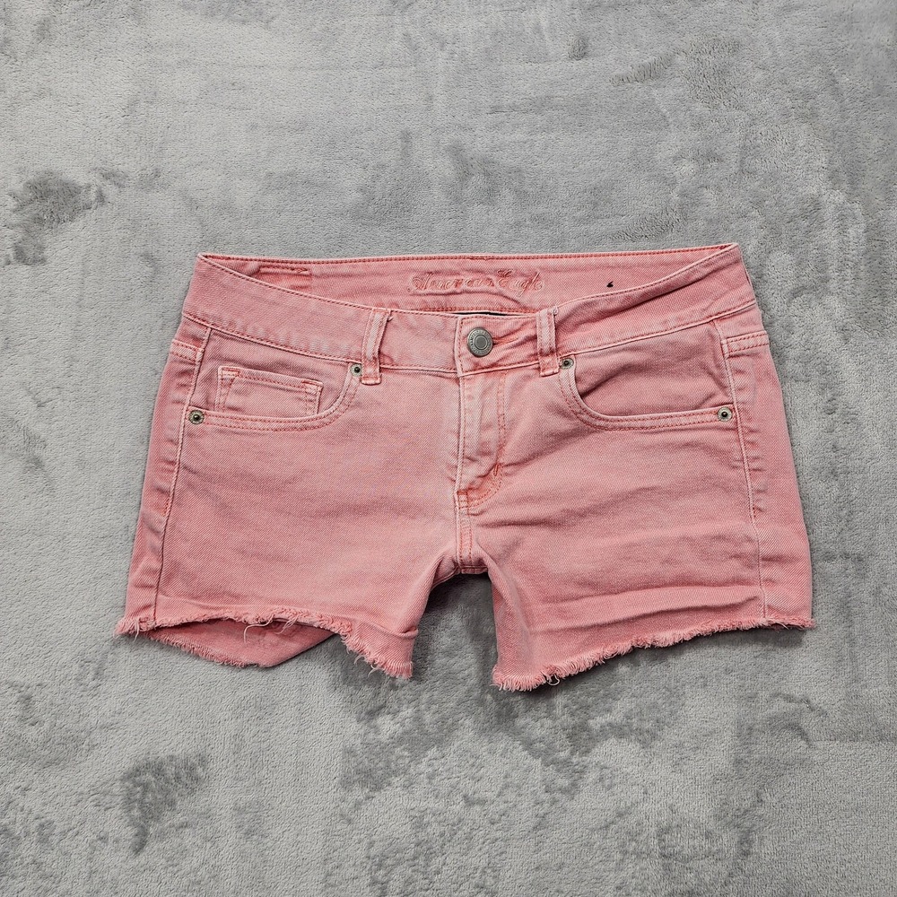 American Eagle Shorts Womens 6 Pink Cutoff Denim Frayed Raw Hem Stretch Casual